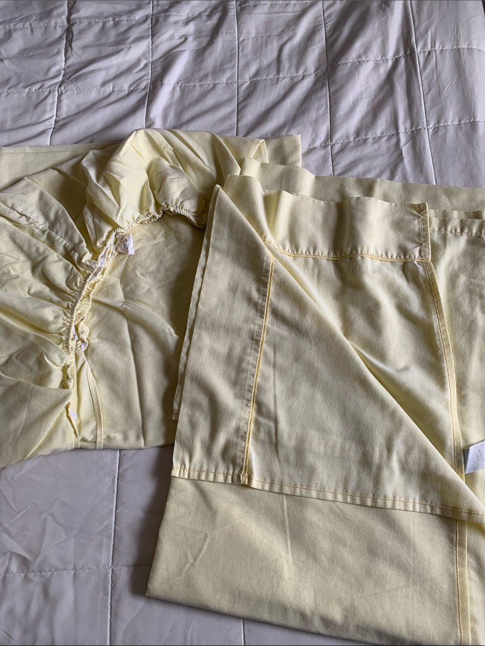 Fitted and Flat Sheet Set -  Light Yellow Bedding. Not pillowcases.